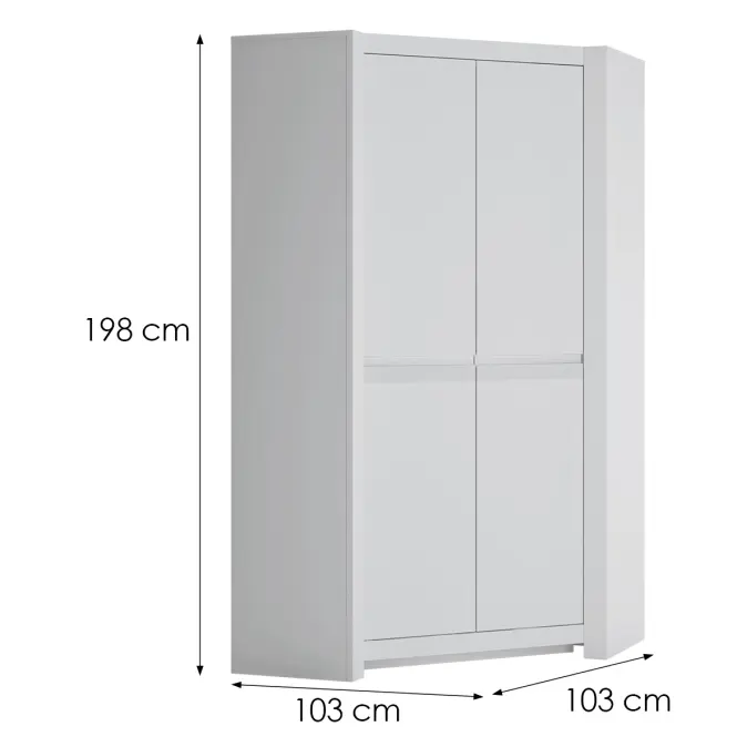 Skriňa Novi NVIS03 rohová 2D biela alpin/pvc biela supermat