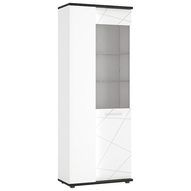 Vitrína Venezia VENV01L 2D alpská biela/dub vicenza čierna/mdf biela l