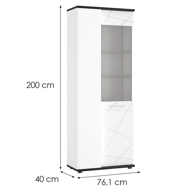 Vitrína Venezia VENV01L 2D alpská biela/dub vicenza čierna/mdf biela l,2