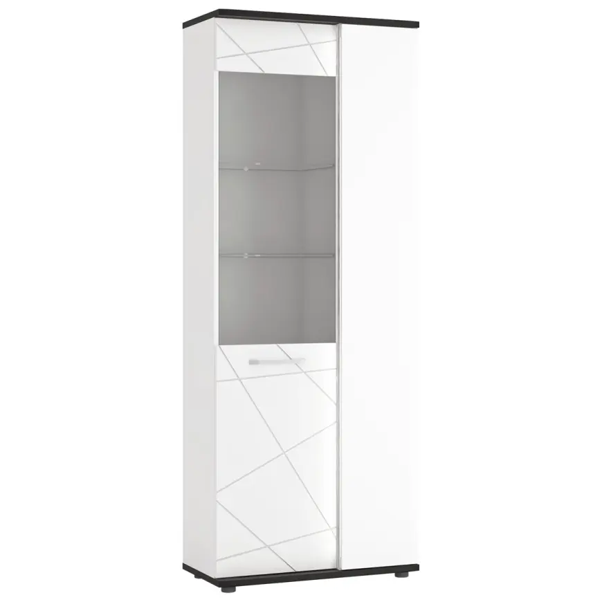 Vitrína Venezia VENV01R 2D alpská biela/dub vicenza čierna/mdf biela l