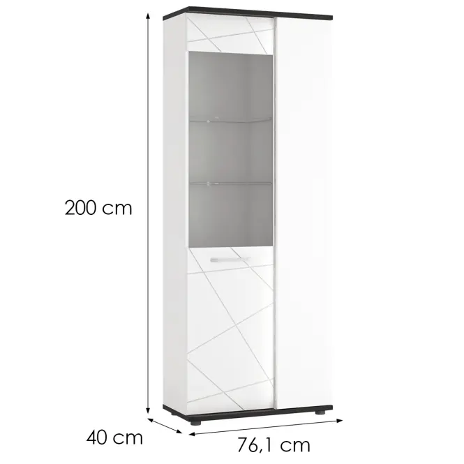 Vitrína Venezia VENV01R 2D alpská biela/dub vicenza čierna/mdf biela l,2