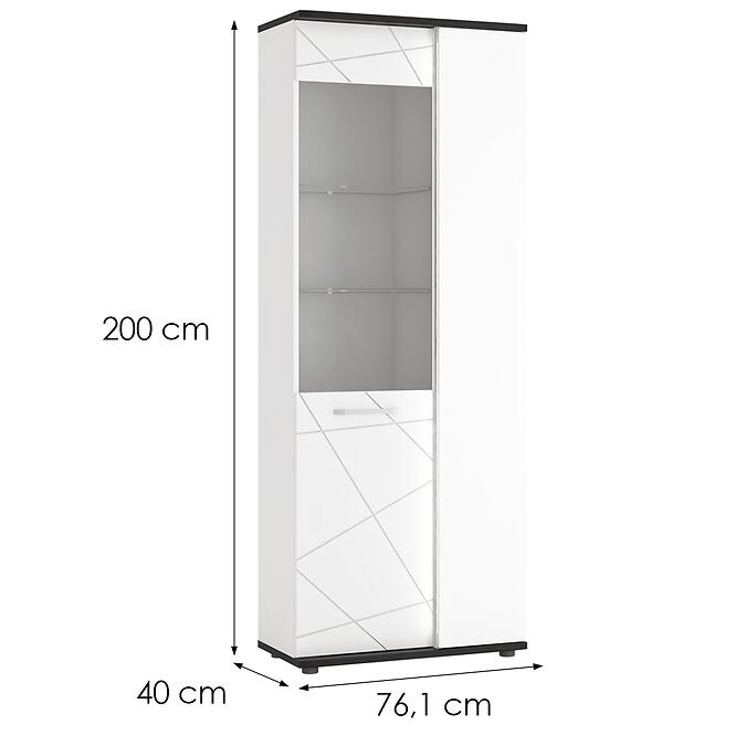 Vitrína Venezia VENV01R 2D alpská biela/dub vicenza čierna/mdf biela l,2
