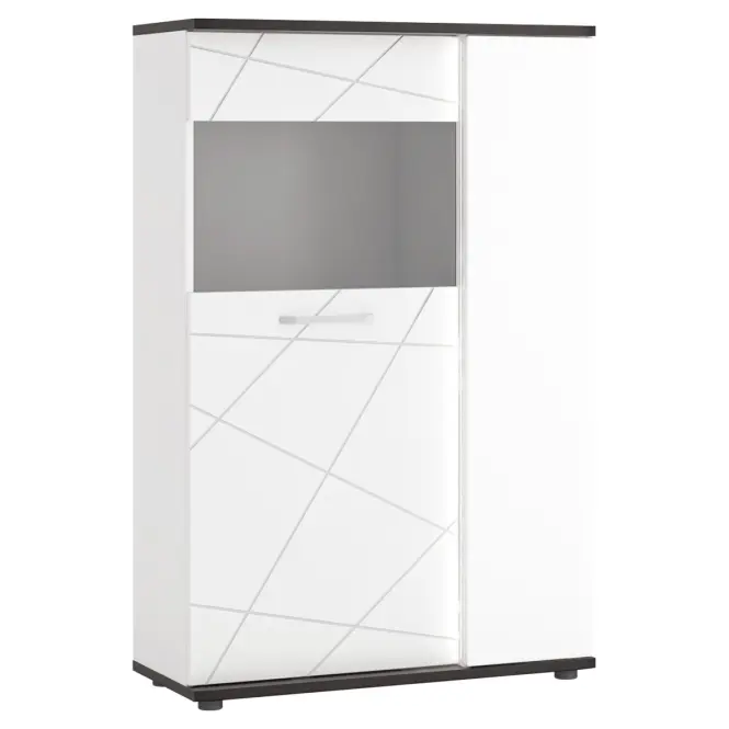 Vitrína Venezia VENV02R 2D alpská biela/dub vicenza čierna/mdf biela l