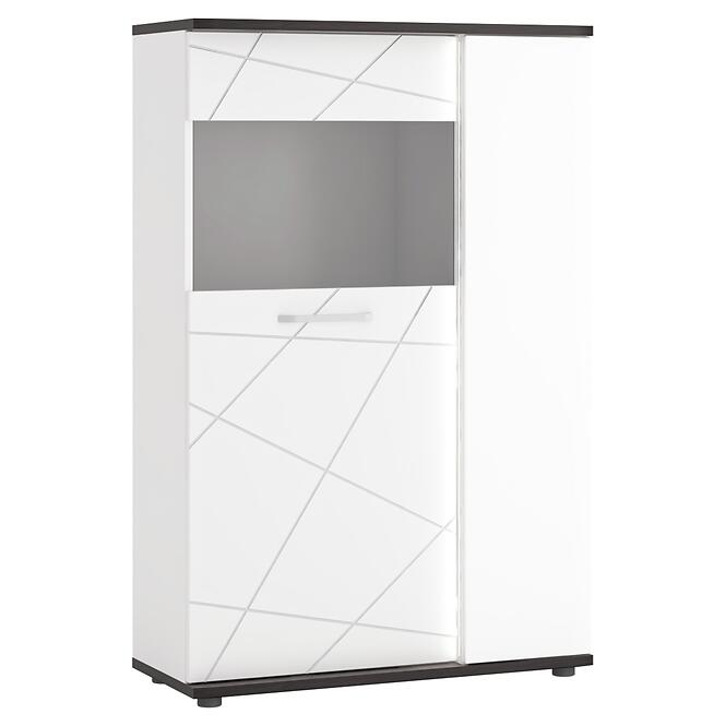 Vitrína Venezia VENV02R 2D alpská biela/dub vicenza čierna/mdf biela l
