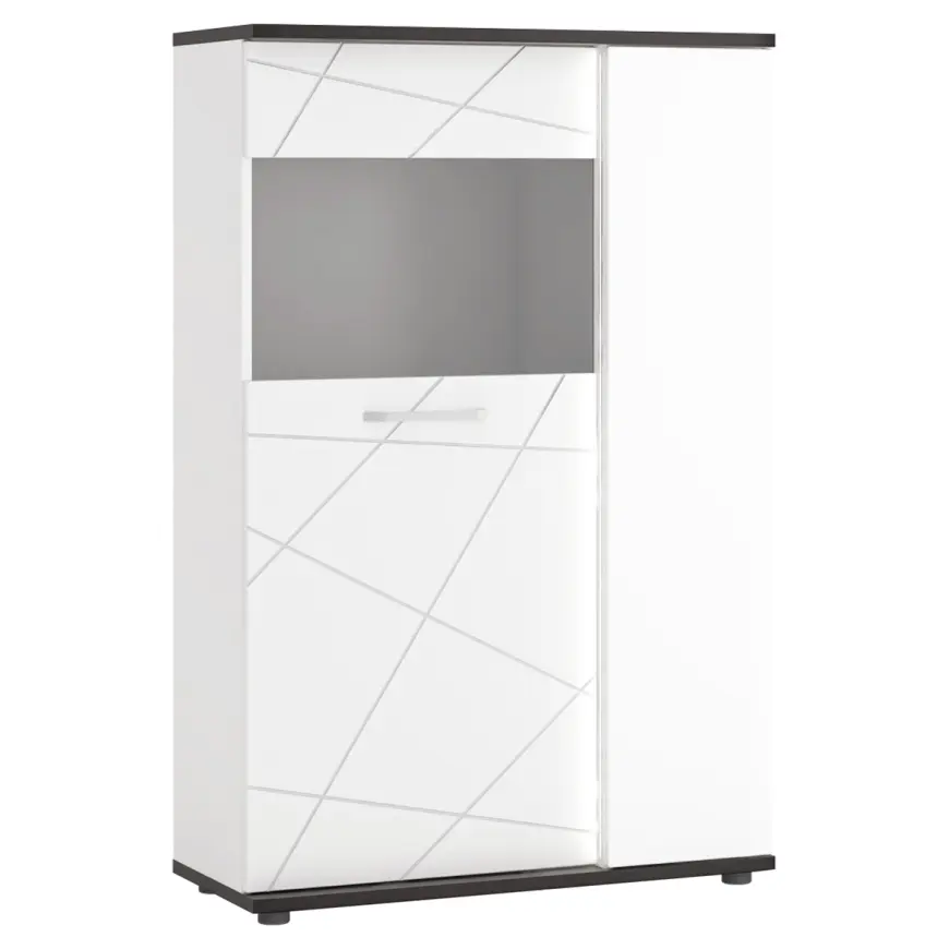 Vitrína Venezia VENV02R 2D alpská biela/dub vicenza čierna/mdf biela l