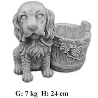 Záhradná figúrka pes s kvetináčom H:24 cm 7 kg ART-714