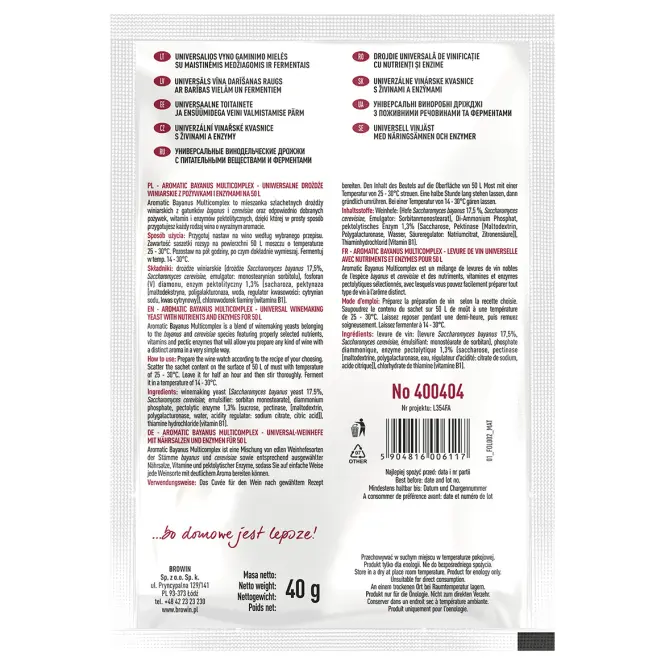 Aromatická štartovacia súprava na víno aromatic Bayanus Complex 40 g,3