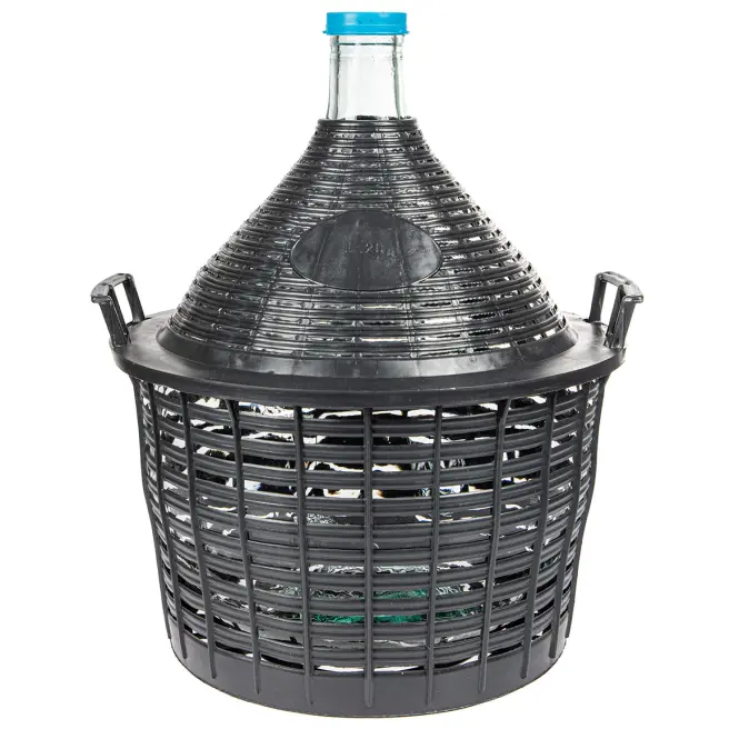 Demižón na víno 20 l v plastovom košíku