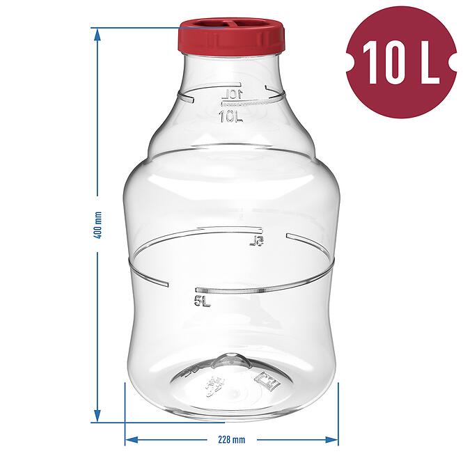 Demižón na víno ľahký, nerozbitný, s popruhmi 10 l