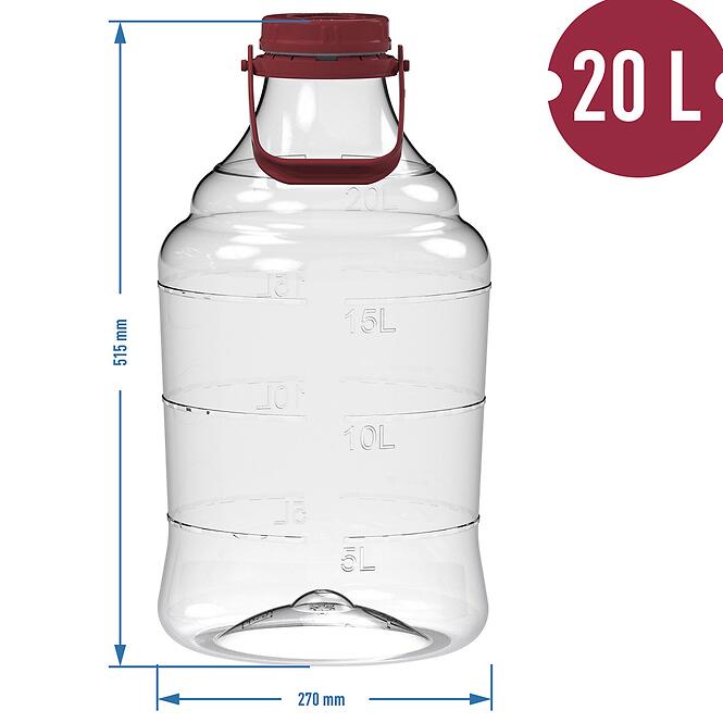 Demižón na víno ľahký, nerozbitný, s úchytom 20 l