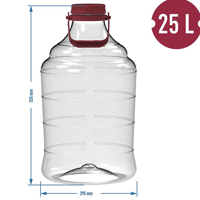 Demižón na víno ľahký, nerozbitný, s úchytom 25 l
