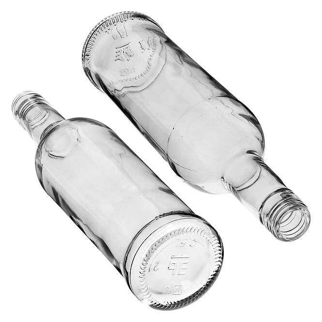 Fľaša 500 ml úzka na alkohol s čiernym uzáverom na závit 6 ks