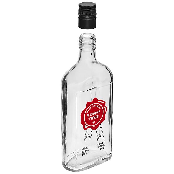 Fľaša 500 ml s uzáverom na závit, potlač wybornytrunek 2-fareb.