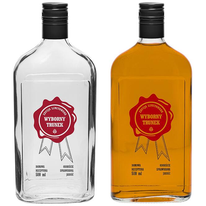 Fľaša 500 ml s uzáverom na závit, potlač wybornytrunek 2-fareb.