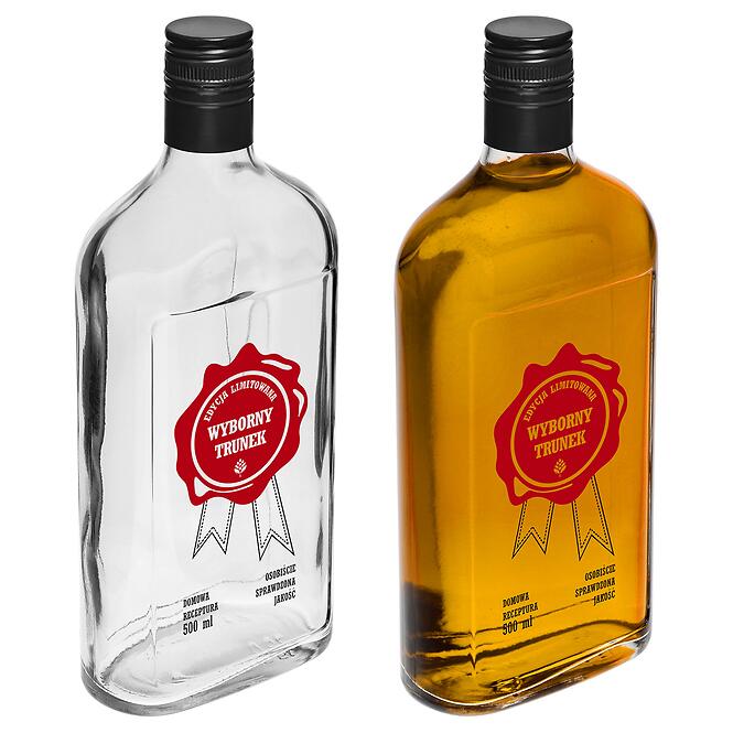 Fľaša 500 ml s uzáverom na závit, potlač wybornytrunek 2-fareb.