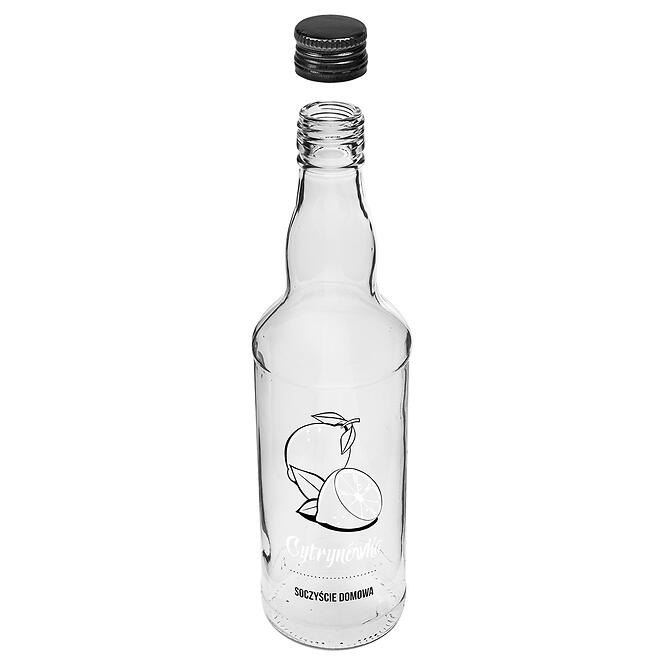 Fľaša 500 ml s uzáverom na závit, potlač Cytrynówka