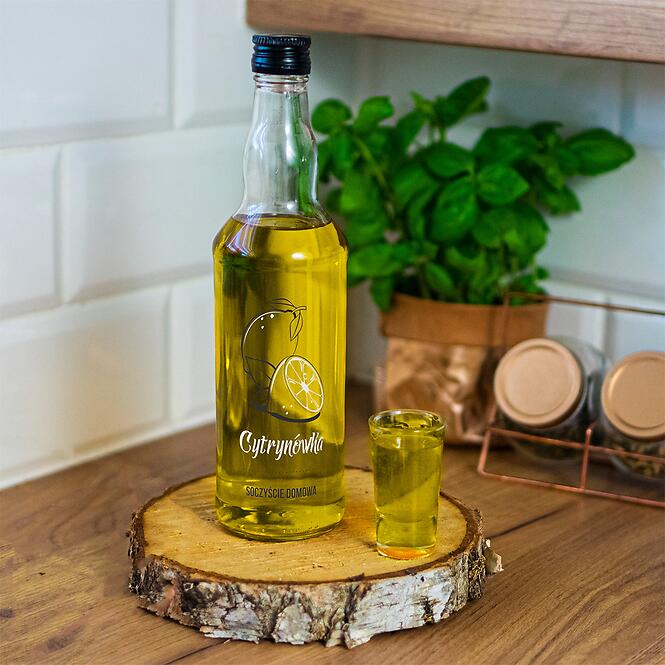 Fľaša 500 ml s uzáverom na závit, potlač Cytrynówka