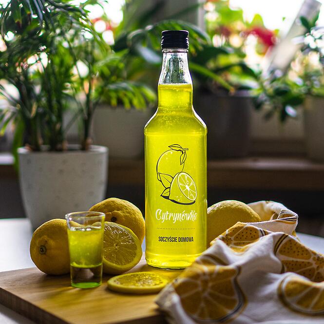 Fľaša 500 ml s uzáverom na závit, potlač Cytrynówka