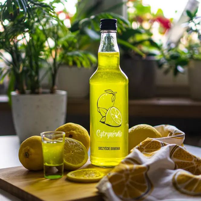 Fľaša 500 ml s uzáverom na závit, potlač Cytrynówka,5