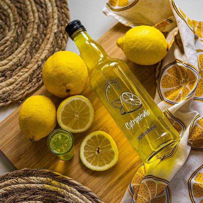 Fľaša 500 ml s uzáverom na závit, potlač Cytrynówka