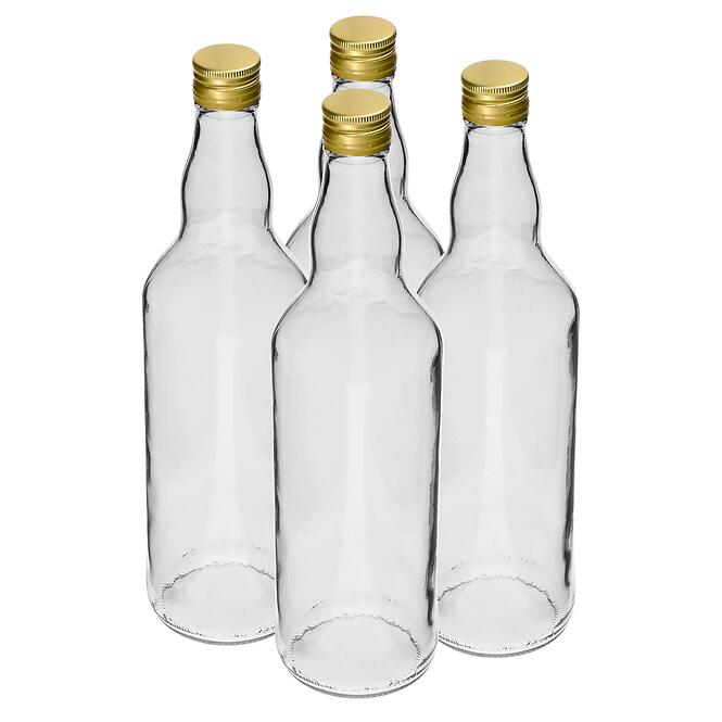 Fľaša 700 ml na alkohol s uzáverom na závit - 4 ks