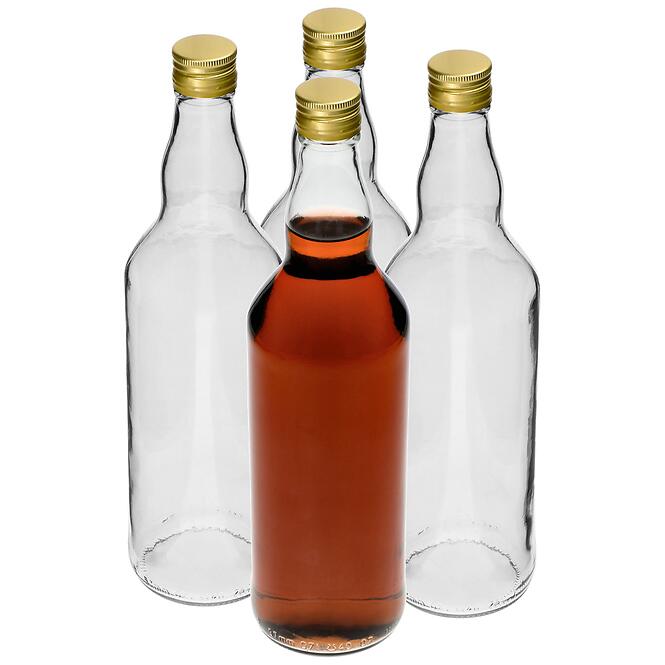Fľaša 700 ml na alkohol s uzáverom na závit - 4 ks