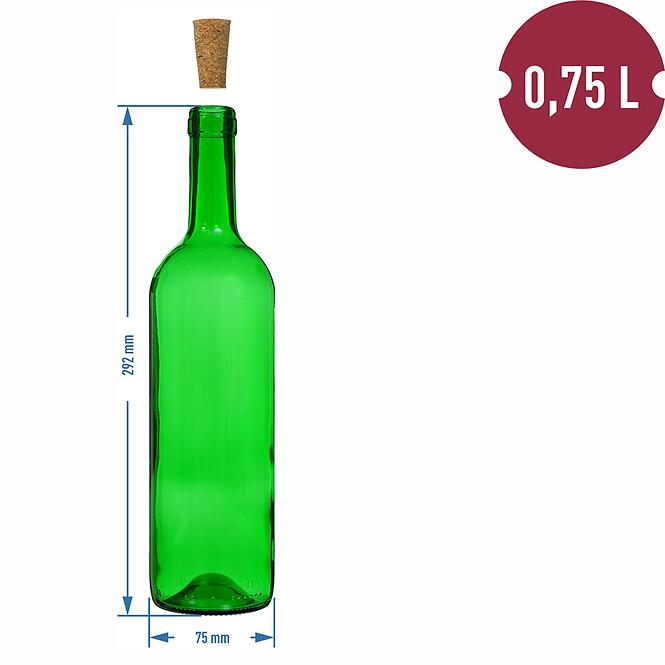 Fľaša na víno 0,75 l, 8 ks