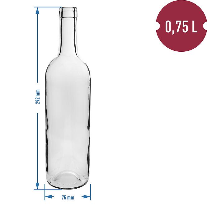 Fľaša na víno 0,75 l, 8 ks