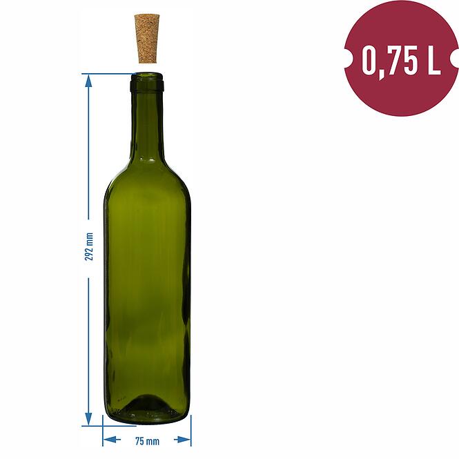 Fľaša oliva 750 ml na víno bordeaux - 8 ks
