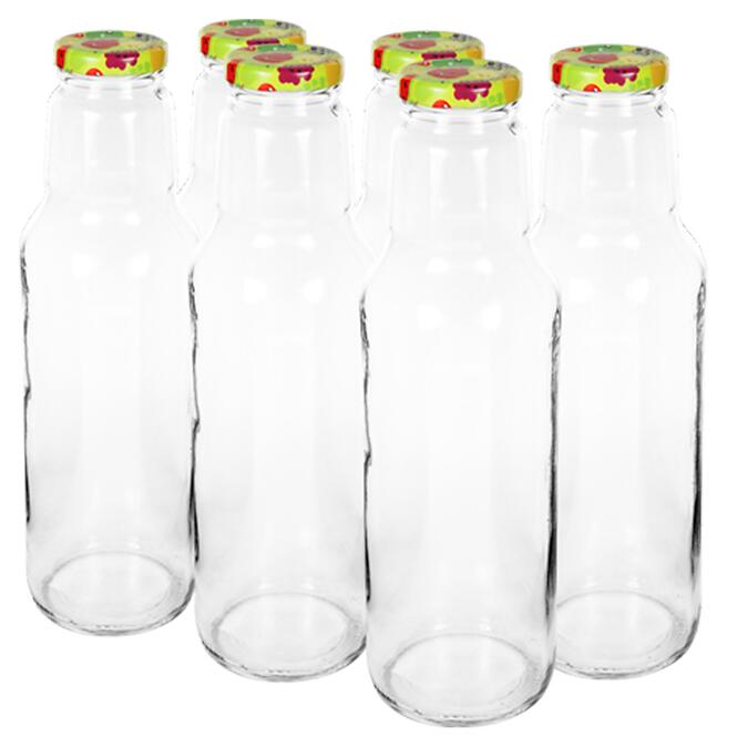 Fľaša na šťavu 750 ml s uzáverom na závit, fi43 - 6 ks