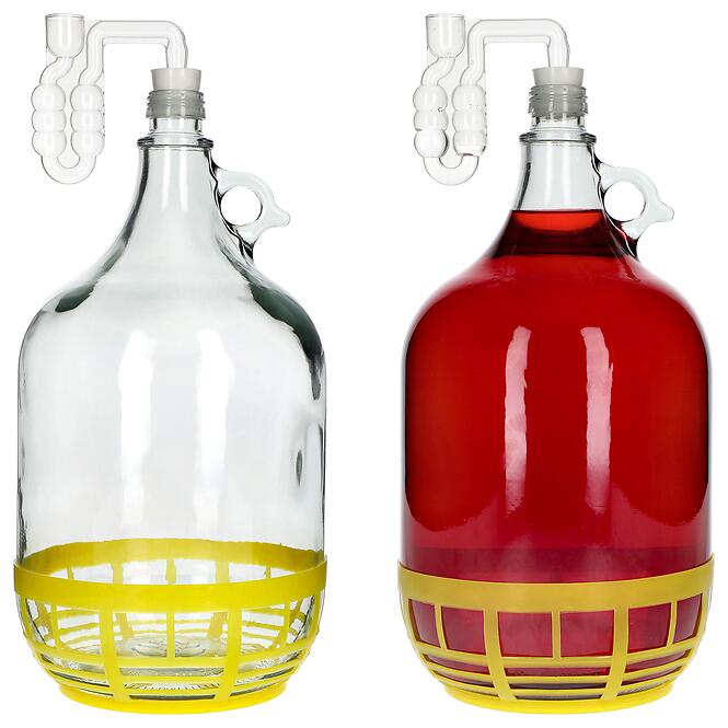 Demižón dama 5 l s korkom s fermentačnou rúrkou a s uzáverom