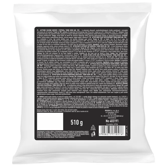 Liehovarnícke kvasnice turbo grom 48h 100 l - 510 g