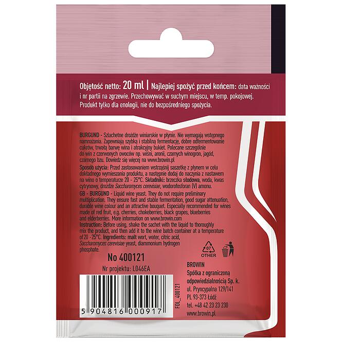 Vínne kvasnice burgund bez rozmnožovania - 20 ml
