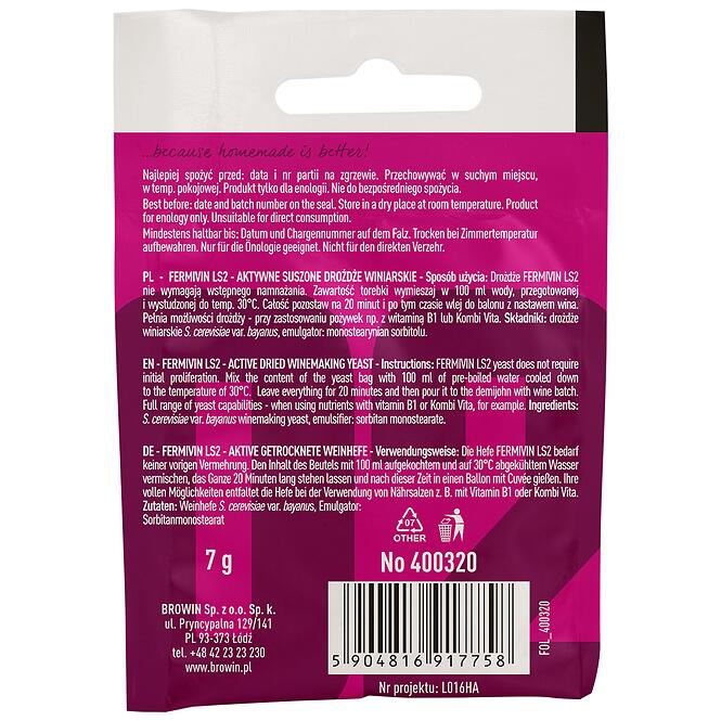Vínne kvasnice sušené fermivin ls2 - 7g