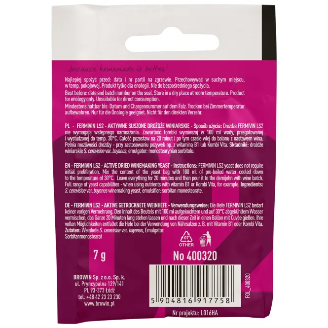 Vínne kvasnice sušené fermivin ls2 - 7g,2