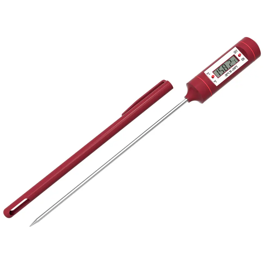 Digitálny kuchynský teplomer LCD (-20/250 °C) červený