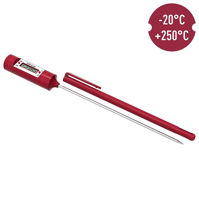 Digitálny kuchynský teplomer LCD (-20/250 °C) červený
