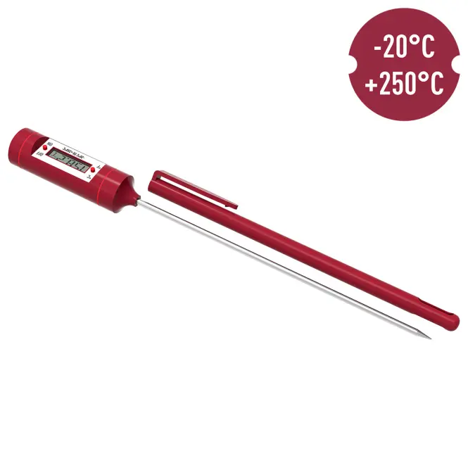 Digitálny kuchynský teplomer LCD (-20/250 °C) červený,3