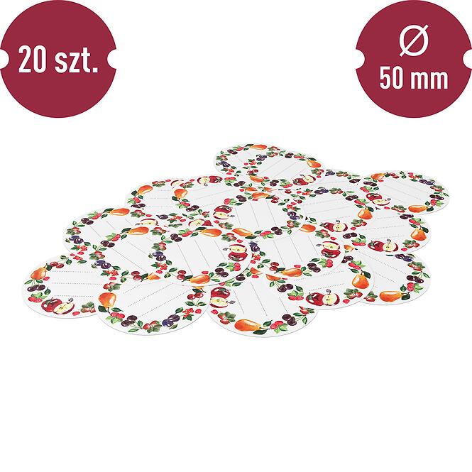Etikety okrúhle fi 50 mm viečka/zaváraninové poháre - 20 ks