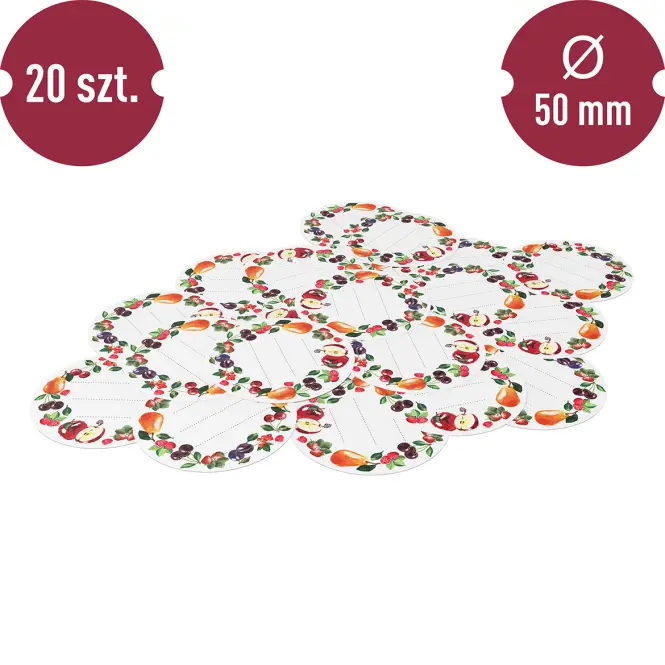 Etikety okrúhle fi 50 mm viečka/zaváraninové poháre - 20 ks,3