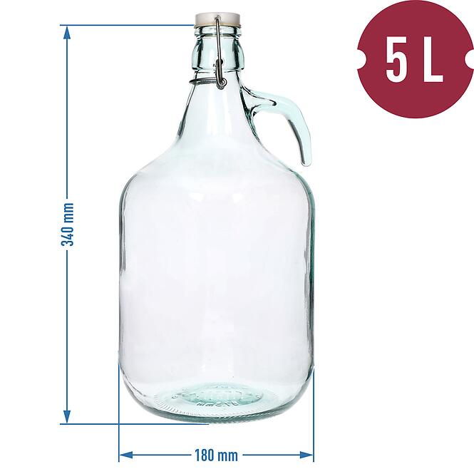 Demižón dama 5 l s mechanickým uzáverom
