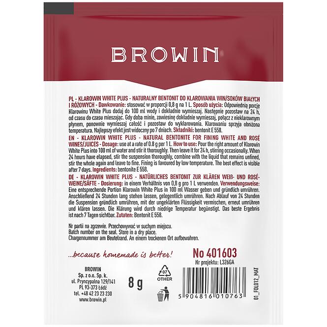 Klarowin white plus – číriaci prostriedok 8g