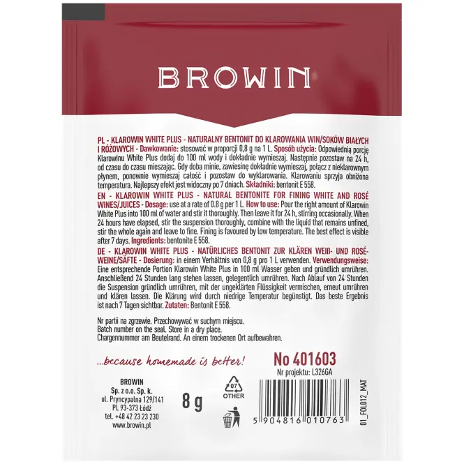Klarowin white plus – číriaci prostriedok 8g,2