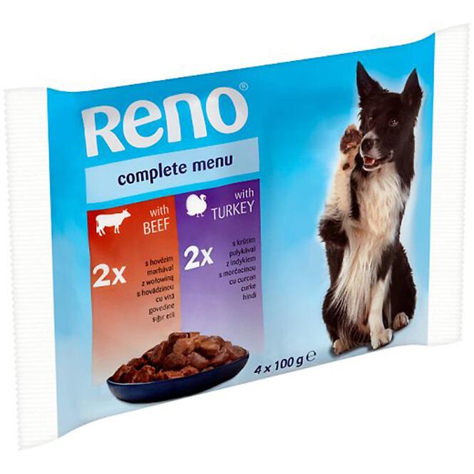 Reno Pockets Pes hovädzie mäso-moriak 4x100 g