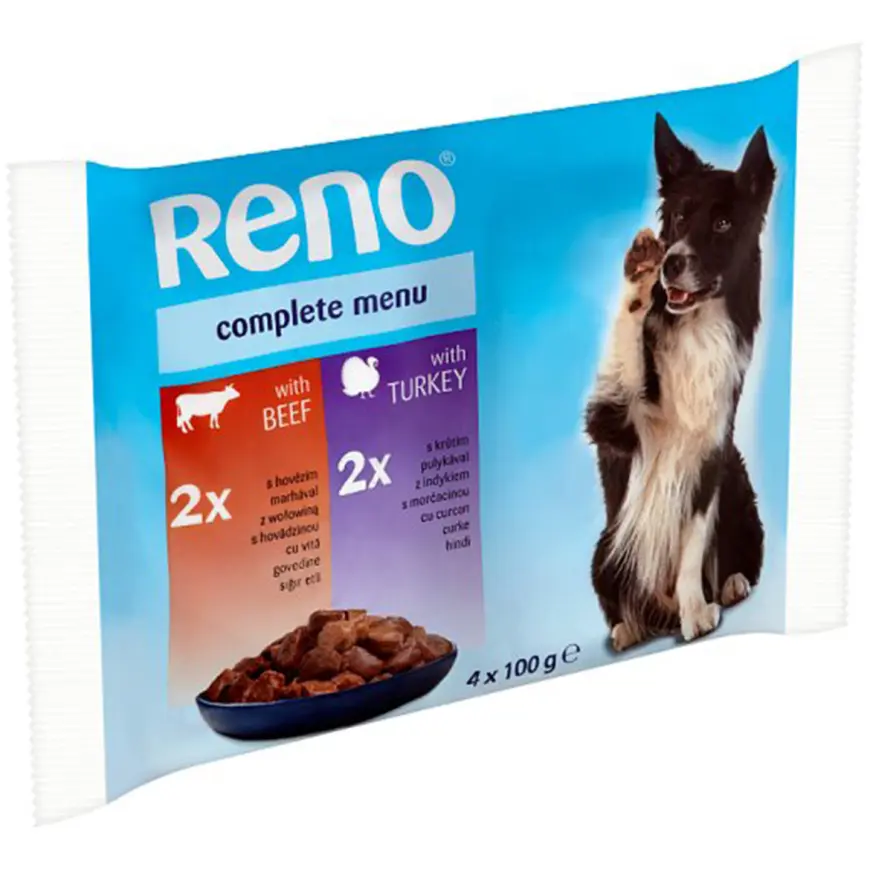 Reno Pockets Pes hovädzie mäso-moriak 4x100 g