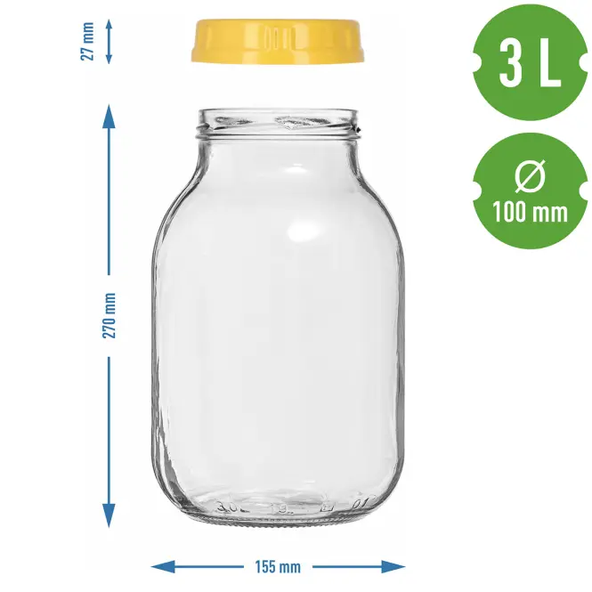 Sklenený pohár to 3l s plastovým viečkom fi 100 mm  Browin