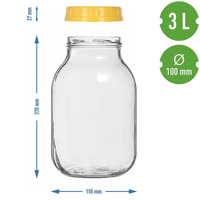 Sklenený pohár to 3l s plastovým viečkom fi 100 mm  Browin