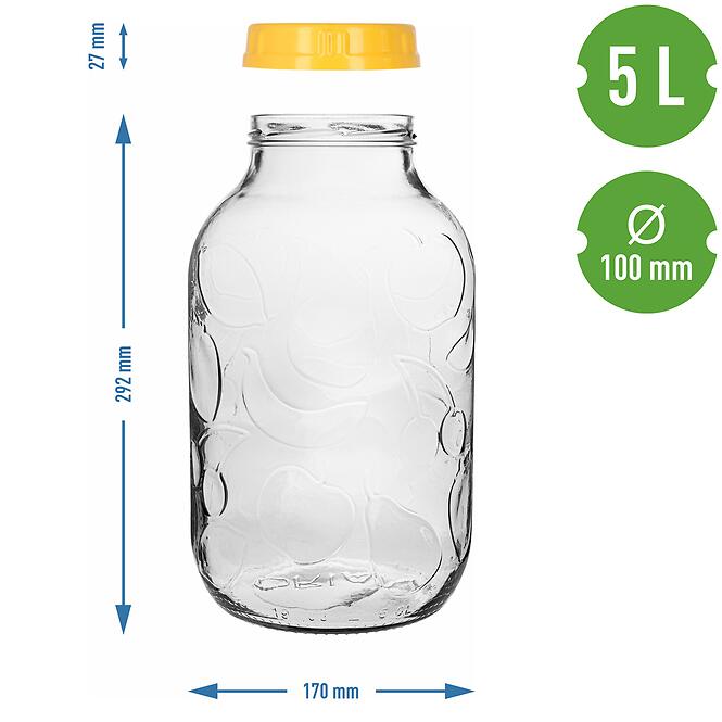 Sklenený pohár to 5 l s viečkom Browin s úchytom