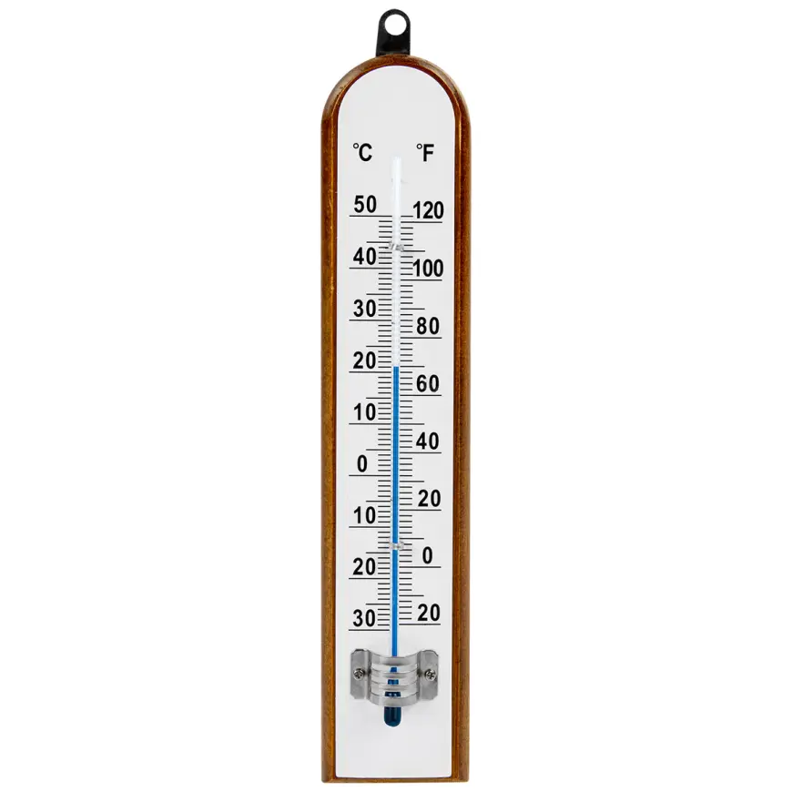 Izbový teplomer s bielou stupnicou (-30/50 °C) 20 cm