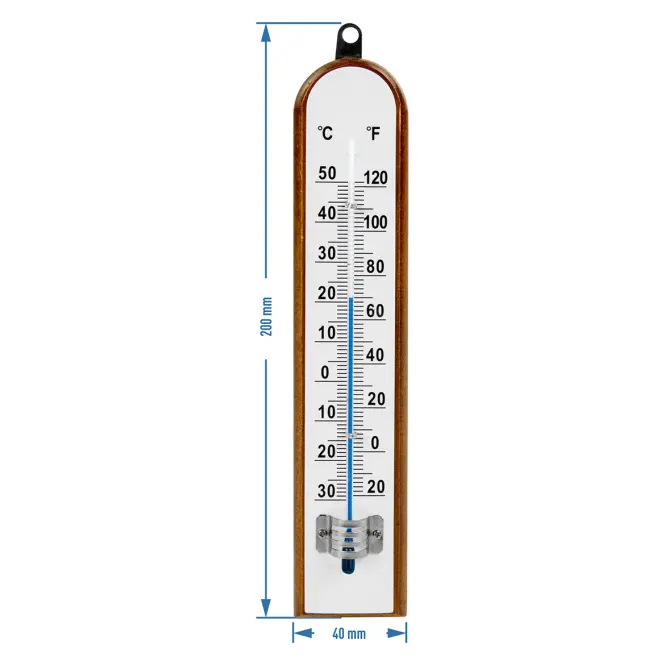 Izbový teplomer s bielou stupnicou (-30/50 °C) 20 cm,2